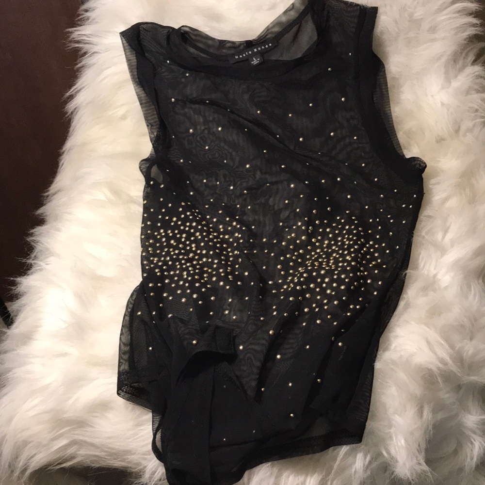Mesh gold and black festival body suit